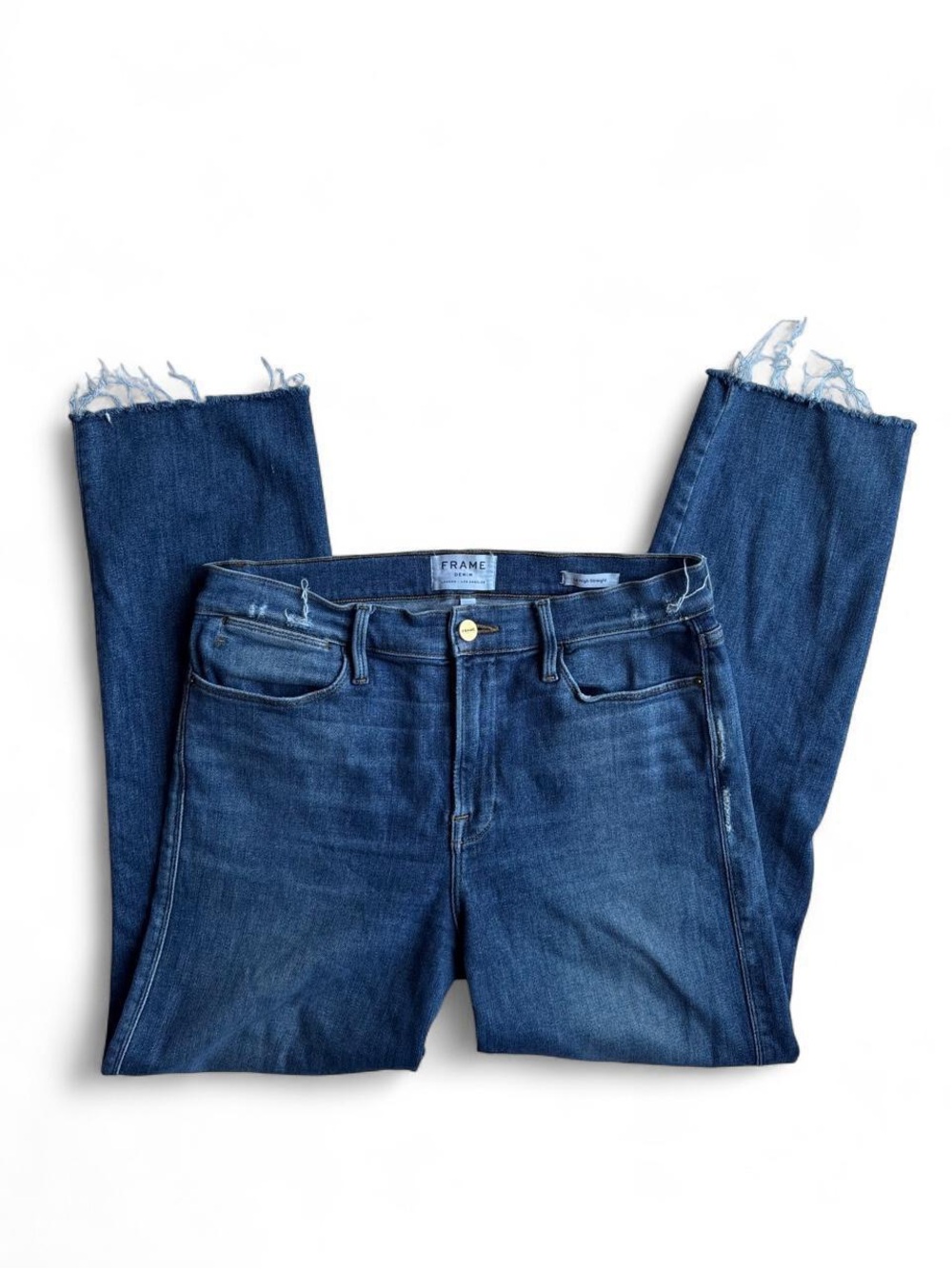 Frame Denim High-Rise Straight Jeans - Blue
